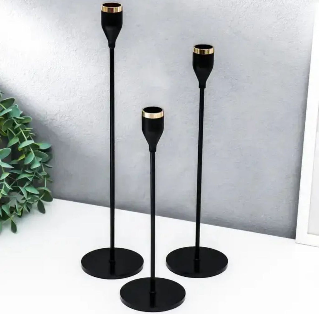 Black Candle Stand - Set of 3