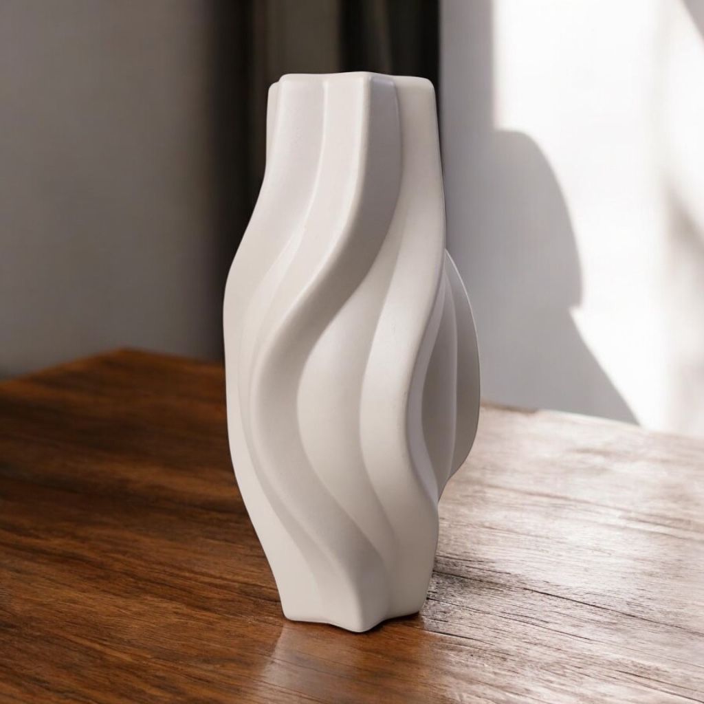 White Wave Ridge Vase