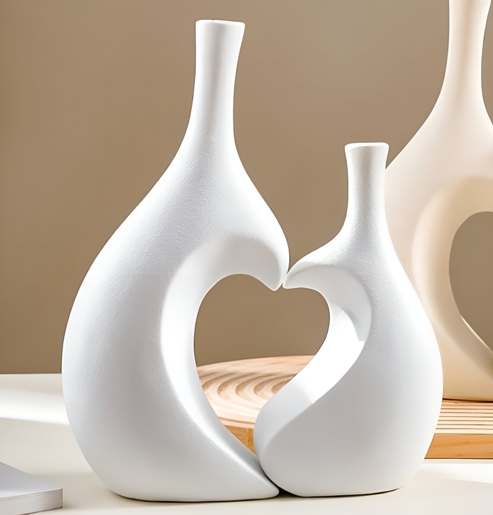 Couple Heart Shaped Ceramic Vase
