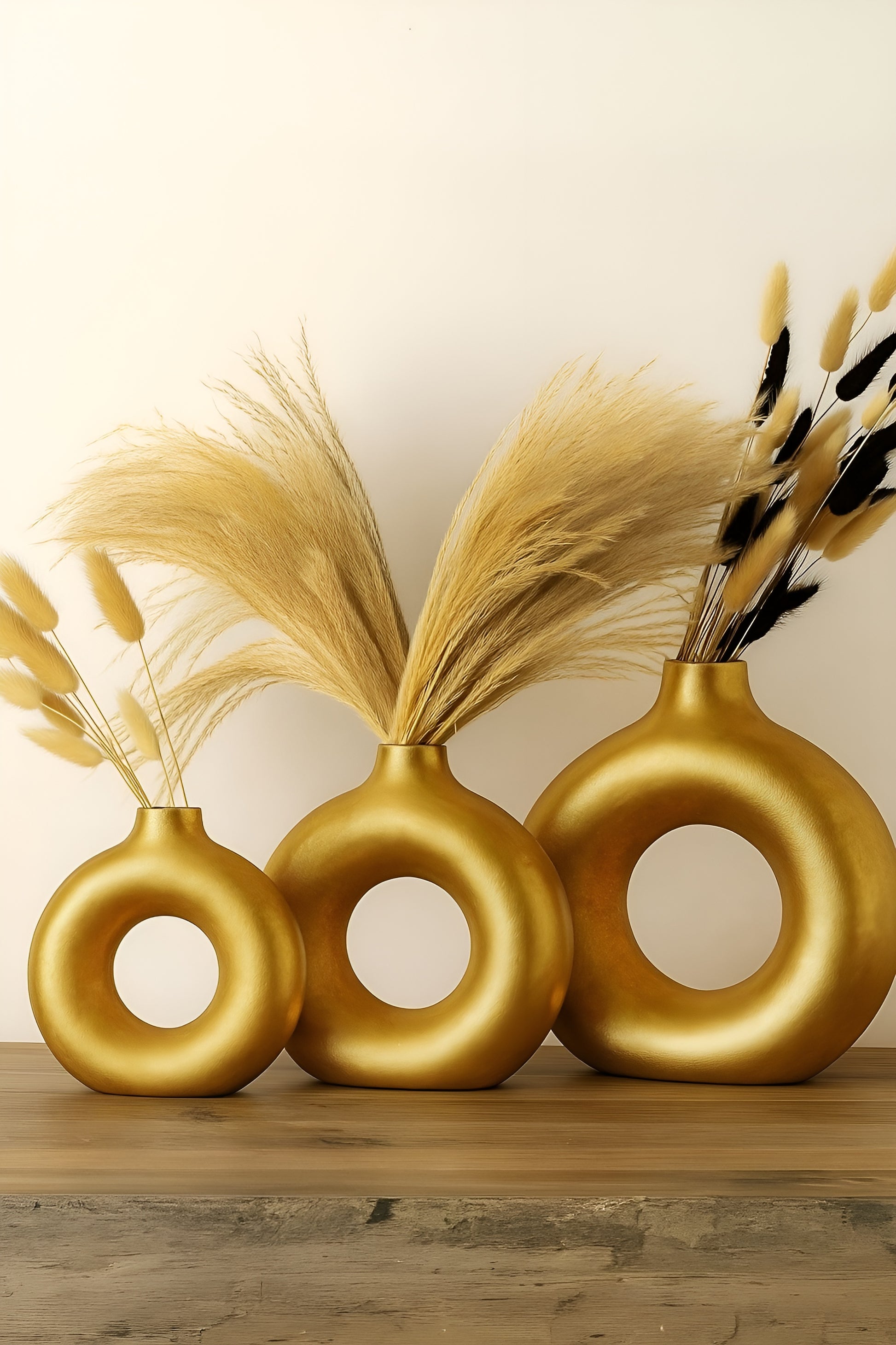 Golden Doughnut Vases - Set of 3