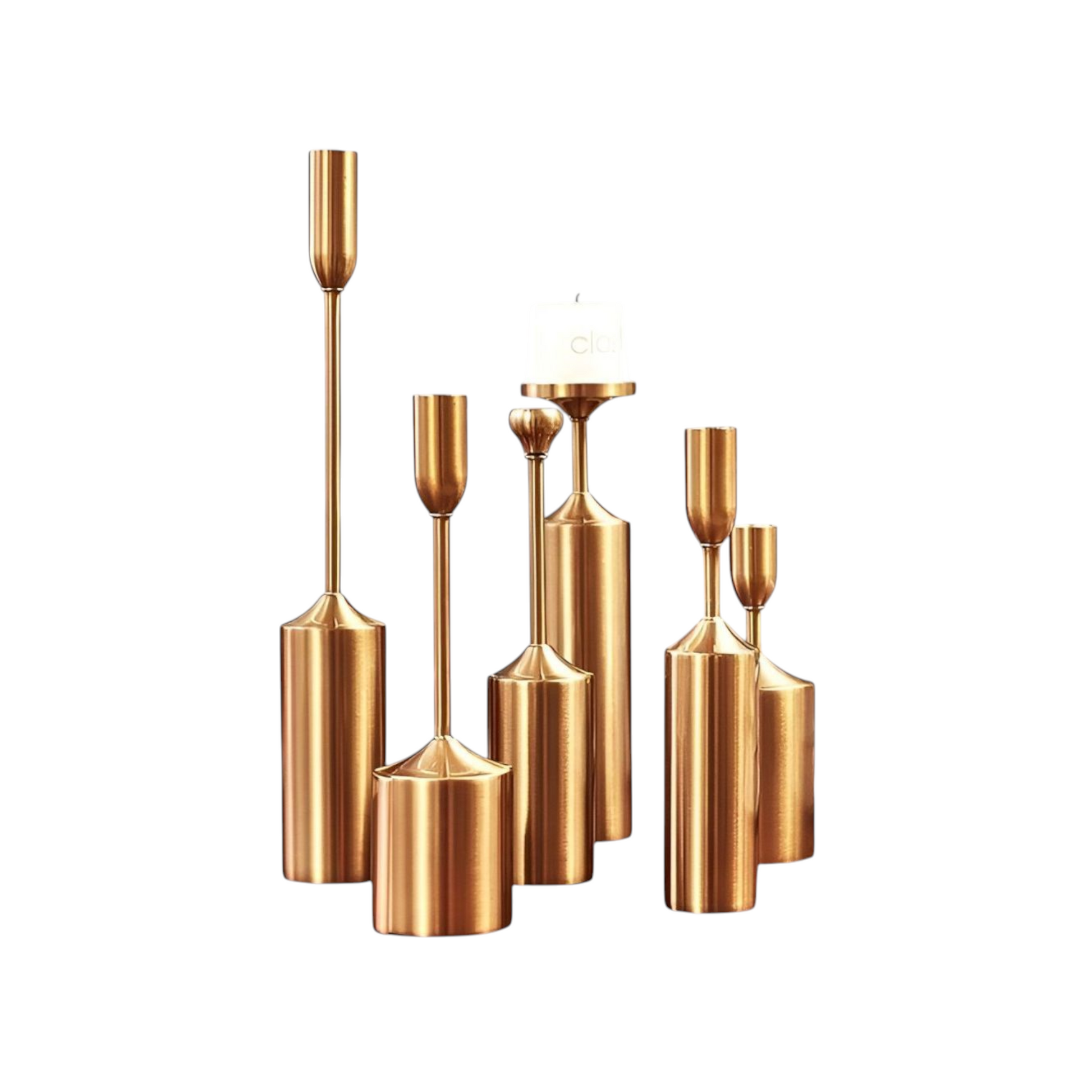 Golden Candle Stand - Set of 6