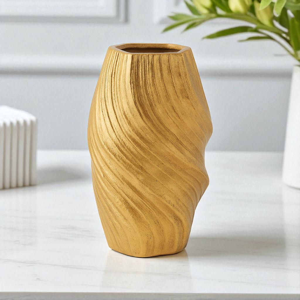 Golden Twisted Pattern Vase