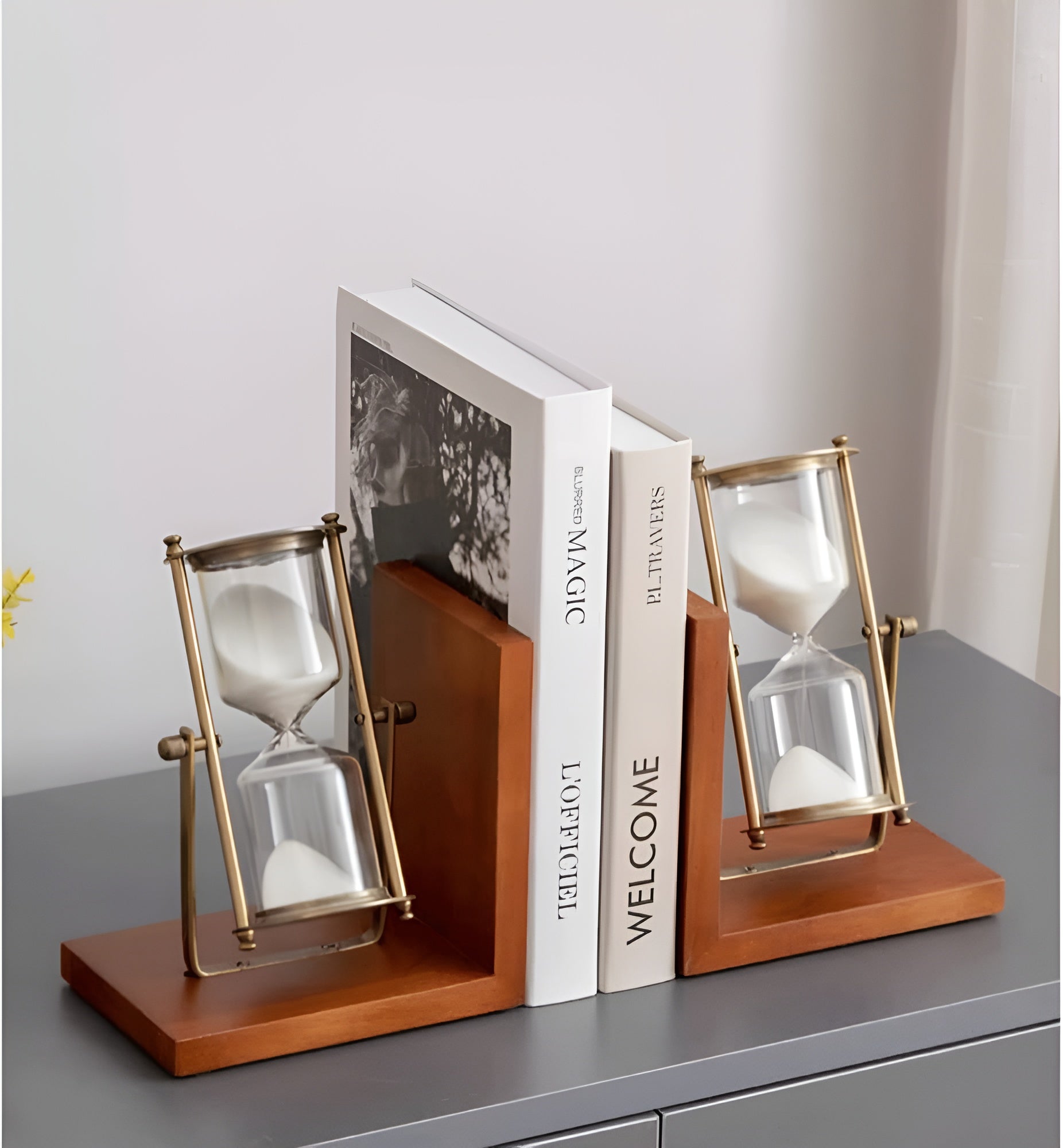 Retro Hour Glass Book Ends
