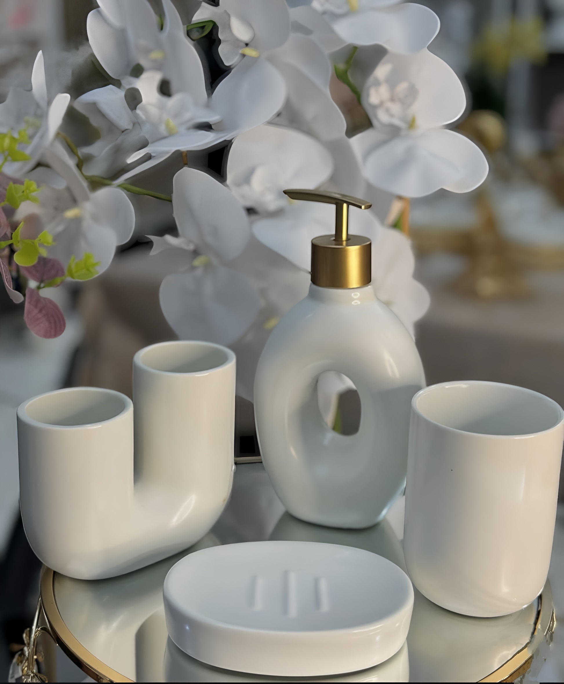 White Ceramic Bathroom Set