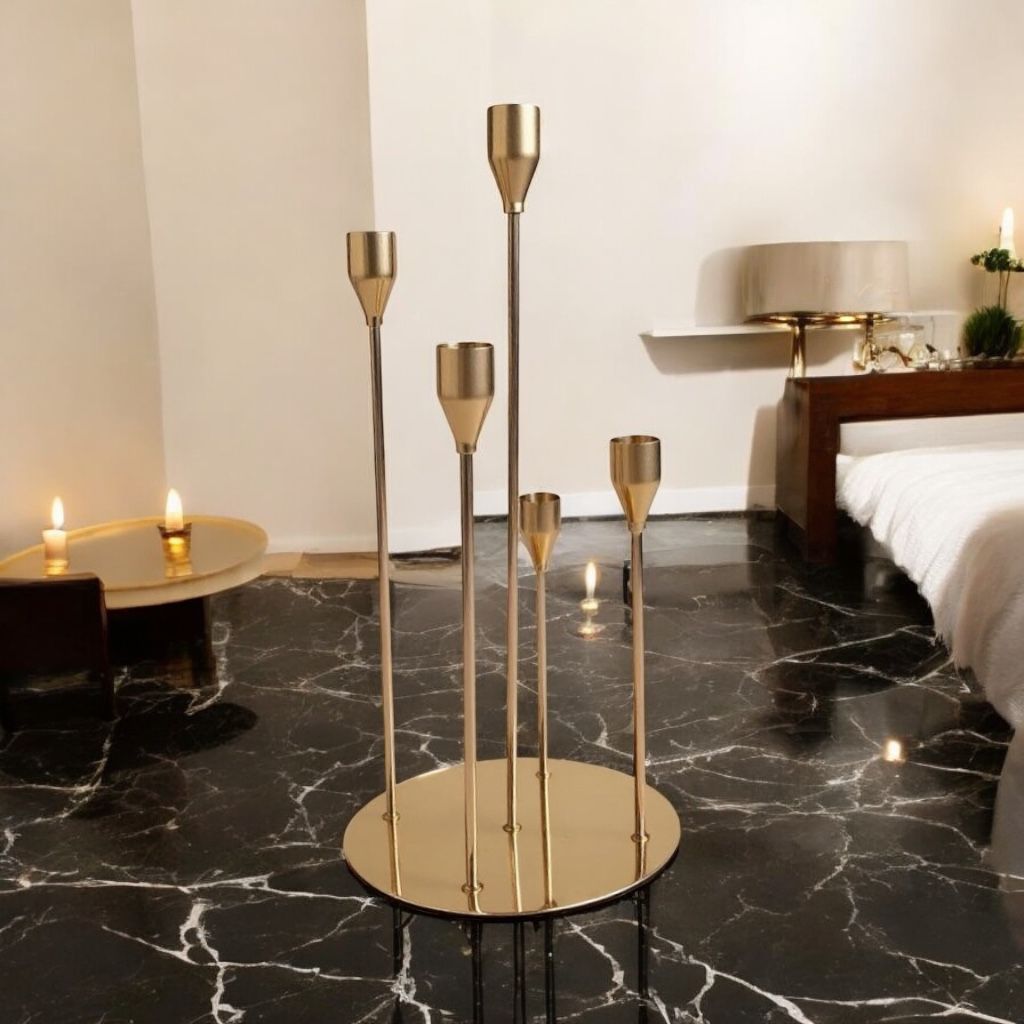 Golden 5 stick Candle Holder