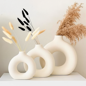 White Doughnut Vase - Set of 3