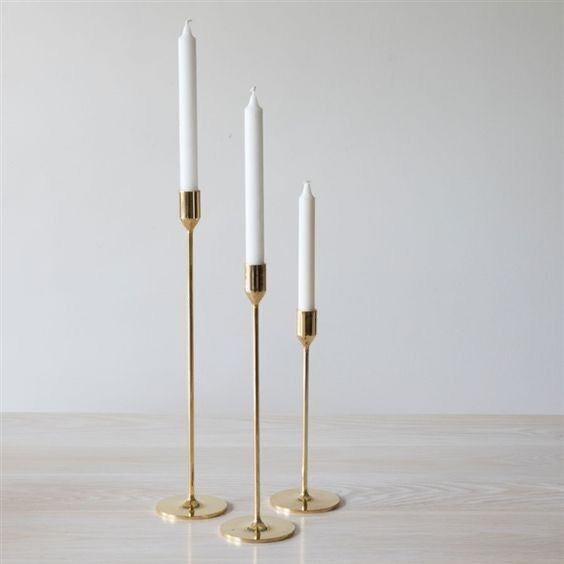 Golden Candle Stand - Set of 3