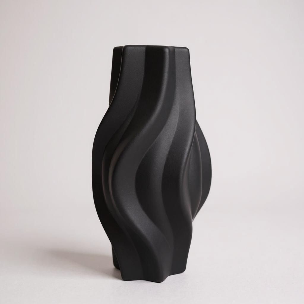 Black Wave Ridge Vase