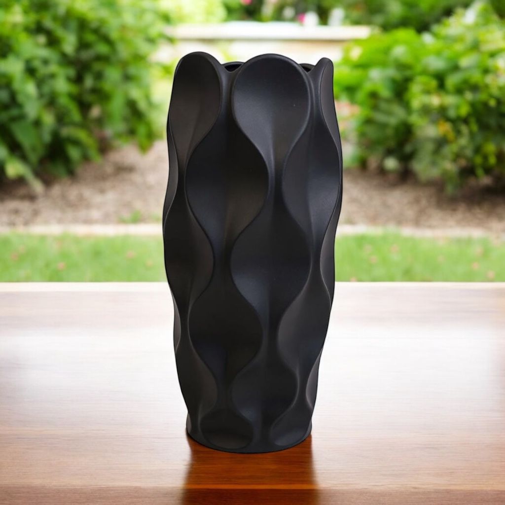 Wavy Black Vase